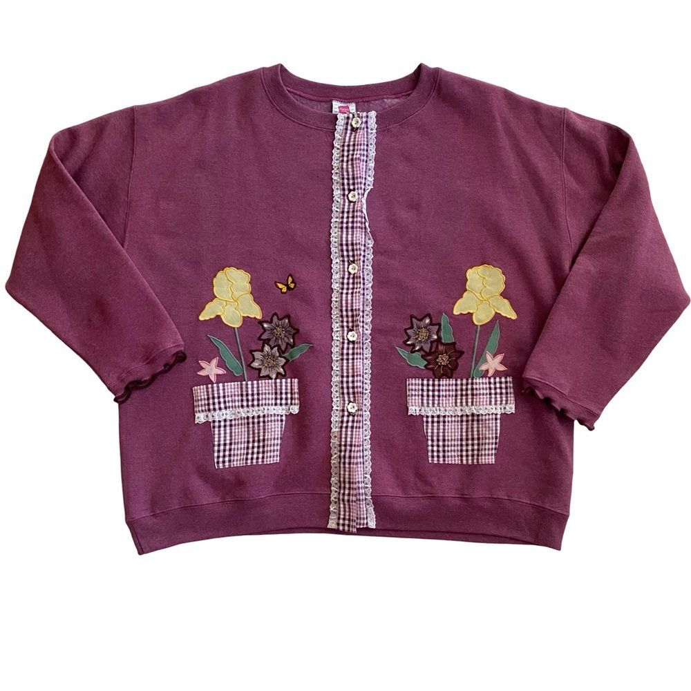 Upcycled Cottagecore Grannycore Sweatshirt Size Large